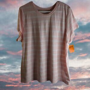 Time and True XXXL NWOT pink and white short sleeve striped woman's top.